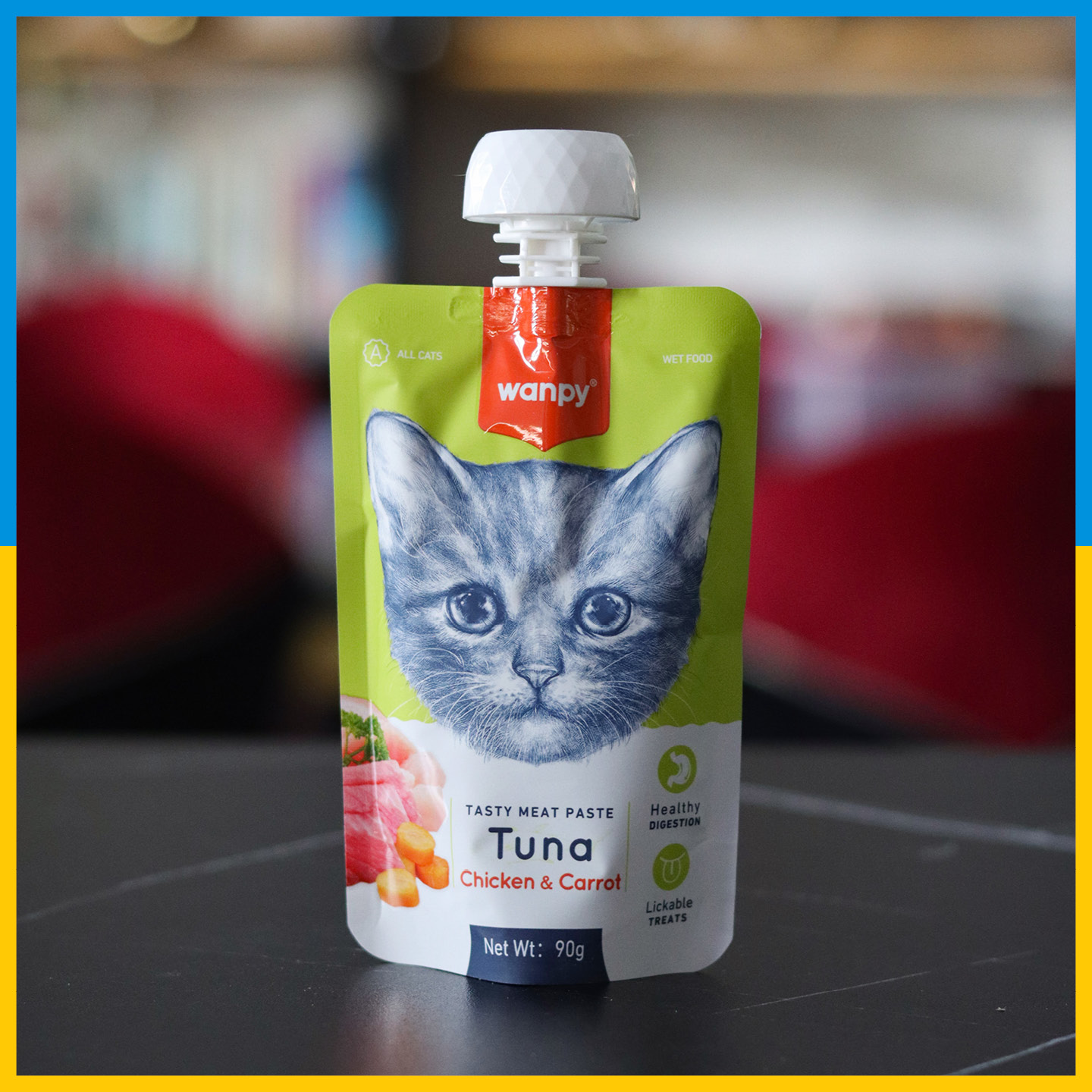 پوچ گربه ونپی - ماهی تن و مرغ و هویج - 90 گرمی