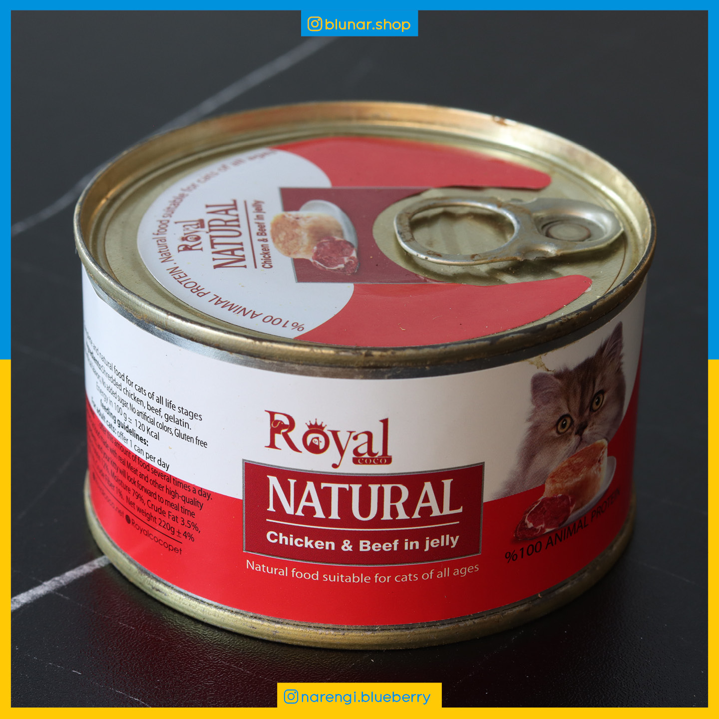 کنسرو نچرال مخصوص گربه رویال - مرغ و گوشت در ژله - 220 گرمی