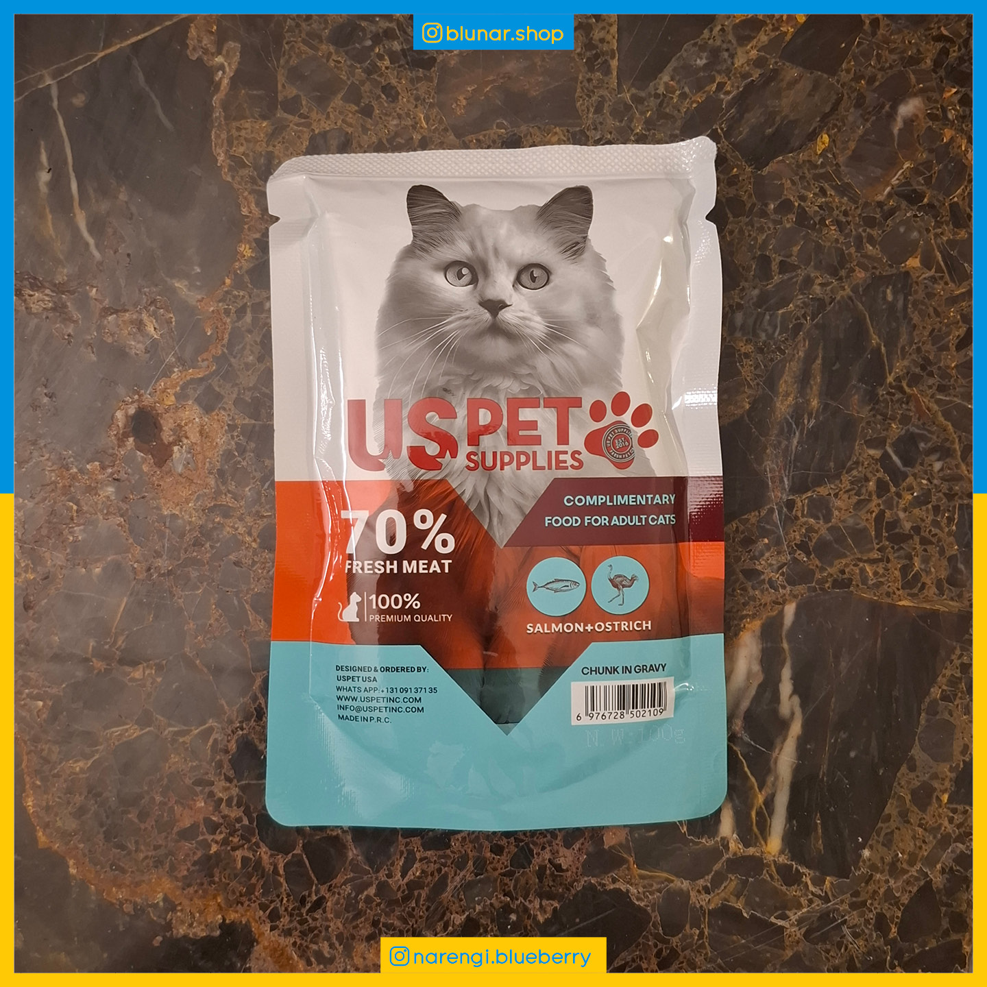 پوچ مخصوص گربه USPet - سالمون و شتر مرغ