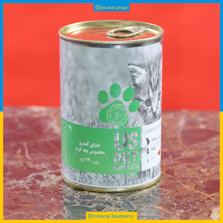 کنسرو پته USpet - بچه گربه Kitten - مرغ ، کدو تنبل ، اردک - 430 گرمی
